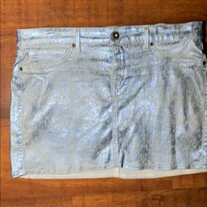 Rich & Skinny Metallic Blue Floral Denim Mini